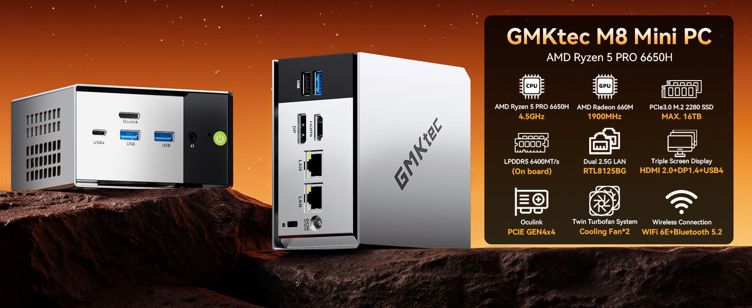 Amazon.com: GMKtec Mini PC AMD Ryzen 5 PRO 6650H (6C/12T 4.50Ghz